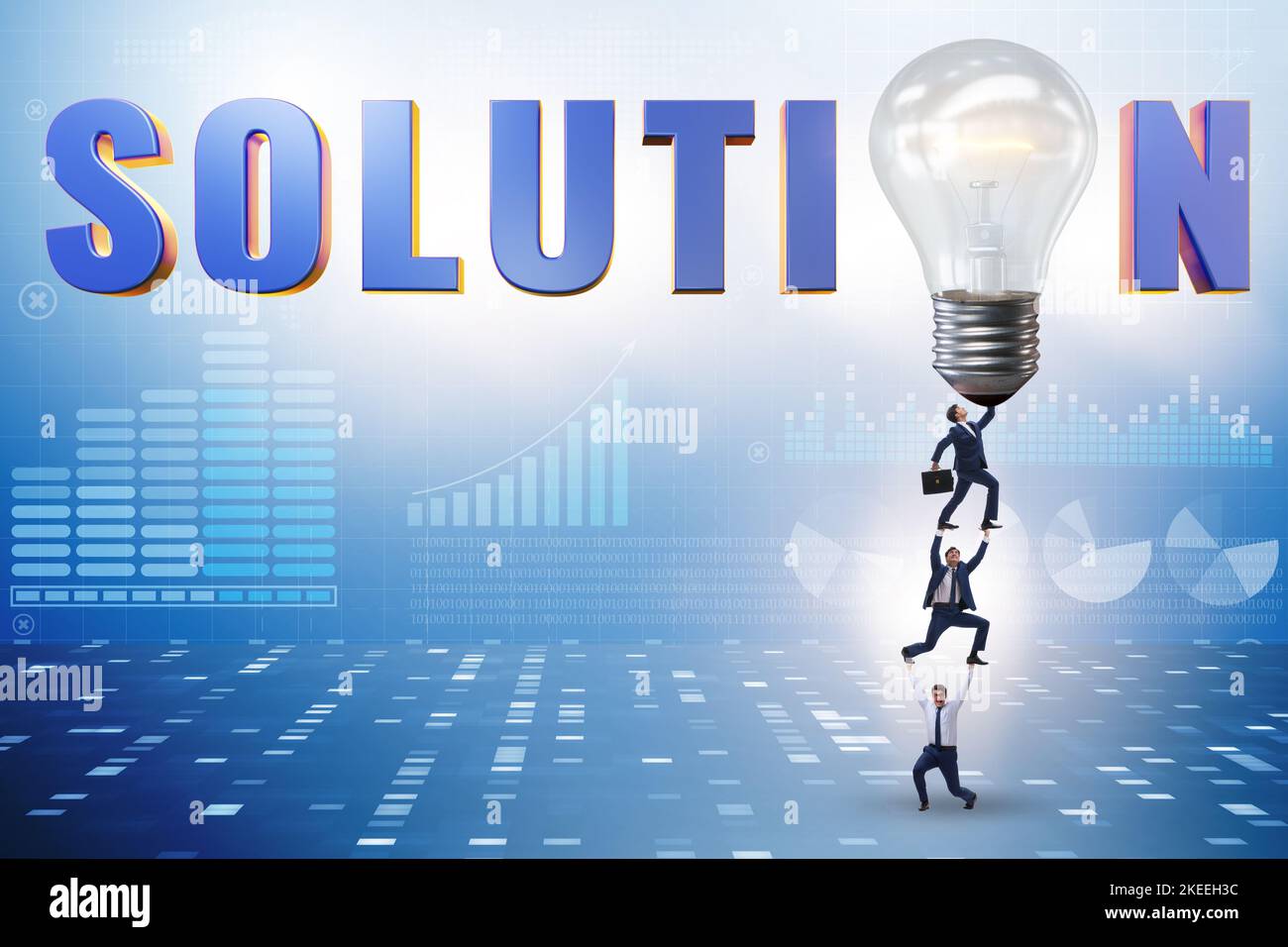 Solotion Image Concept of soluton with the businessman and lightbulb Stock Photo - Alamy