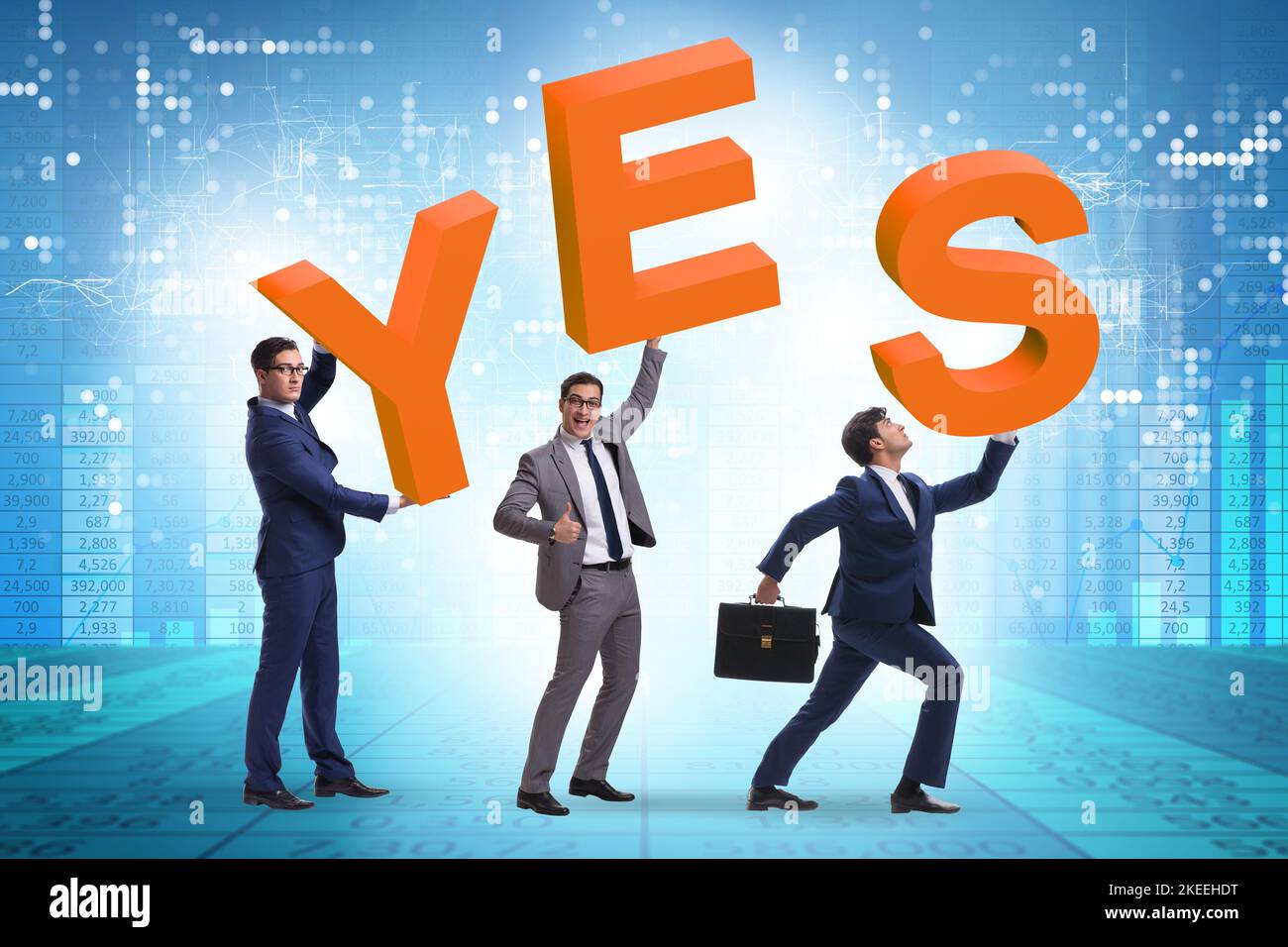 Positive Answers Businessmen in yes positive answer concept Stock Photo - Alamy