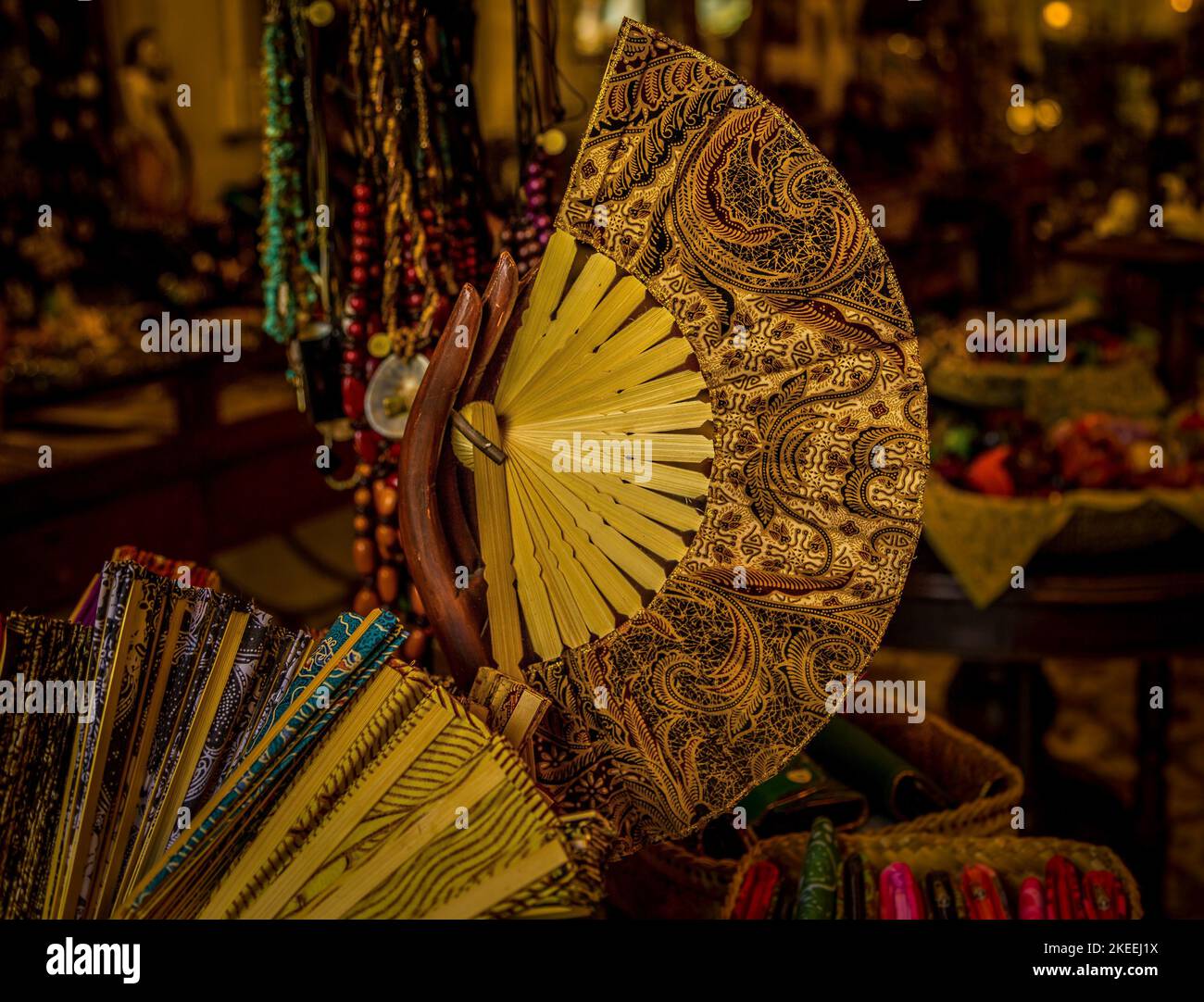 The Spanish hand fans for sale in a street market Stock Photo - Alamy