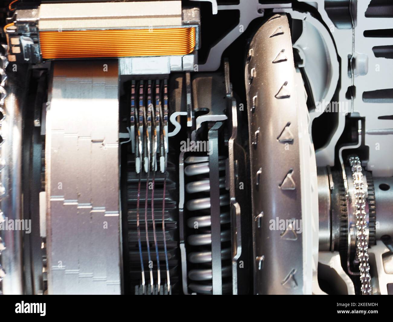 Clouse up detail of Piezo injector engine at the Mercedes-Benz Museum ...