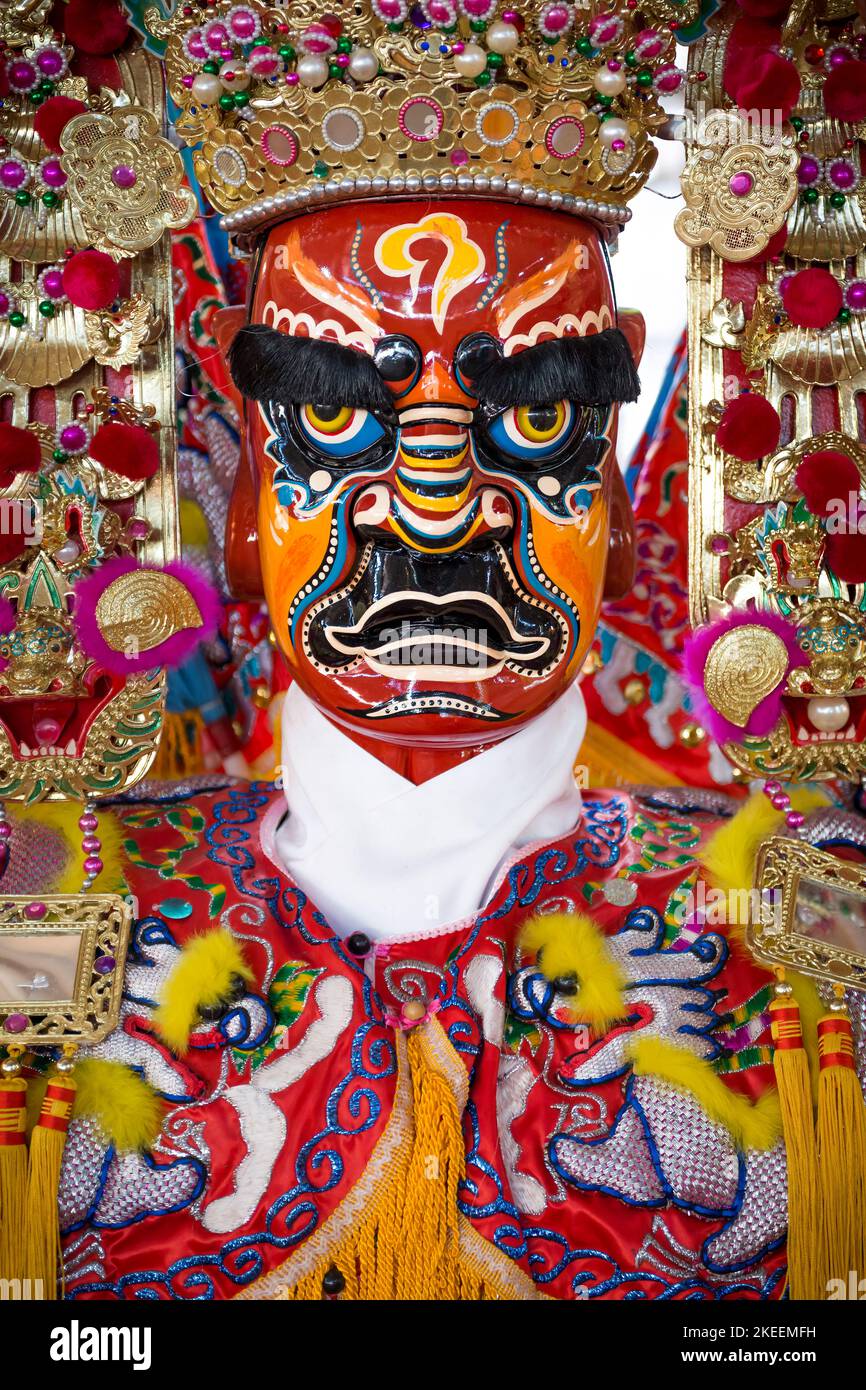 Painted head of a life-size puppet of a king, used in ritual ...