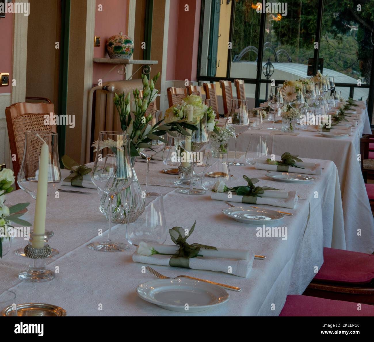Table prepared for the wedding banquet Stock Photo