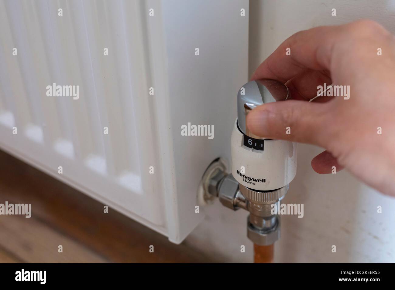 Turning down a thermostatic radiator valve (TRV) on the central heating