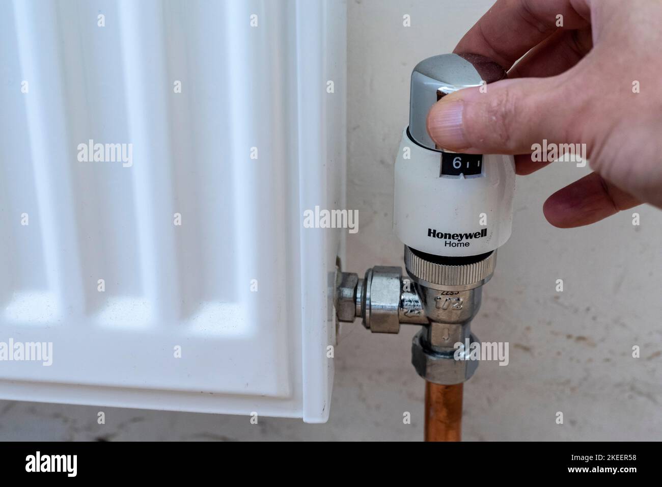 Turning down a thermostatic radiator valve (TRV) on the central heating