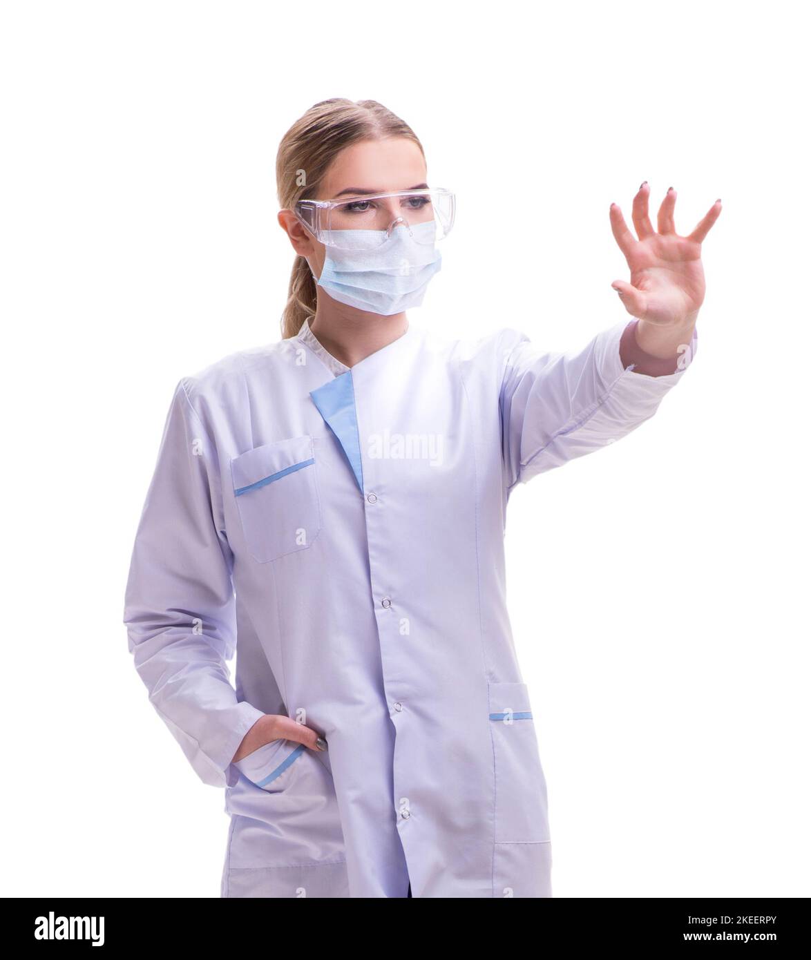 The young woman doctor isolated on white background Stock Photo - Alamy