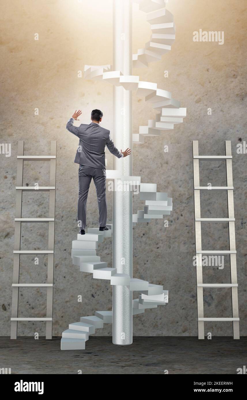 The career progression concept with ladders and staircase Stock Photo ...