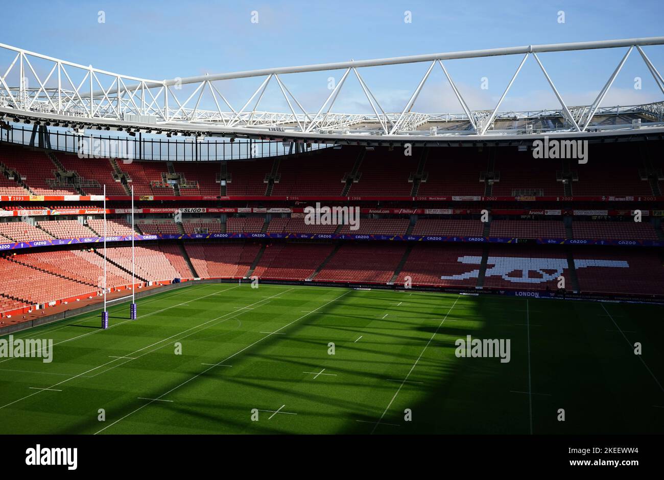 A general view of the Emirates Stadium, London (home of Arsenal) ahead of the England v Samoa, Rugby League World Cup semi-final match. Picture date: Saturday November 12, 2022. Stock Photo