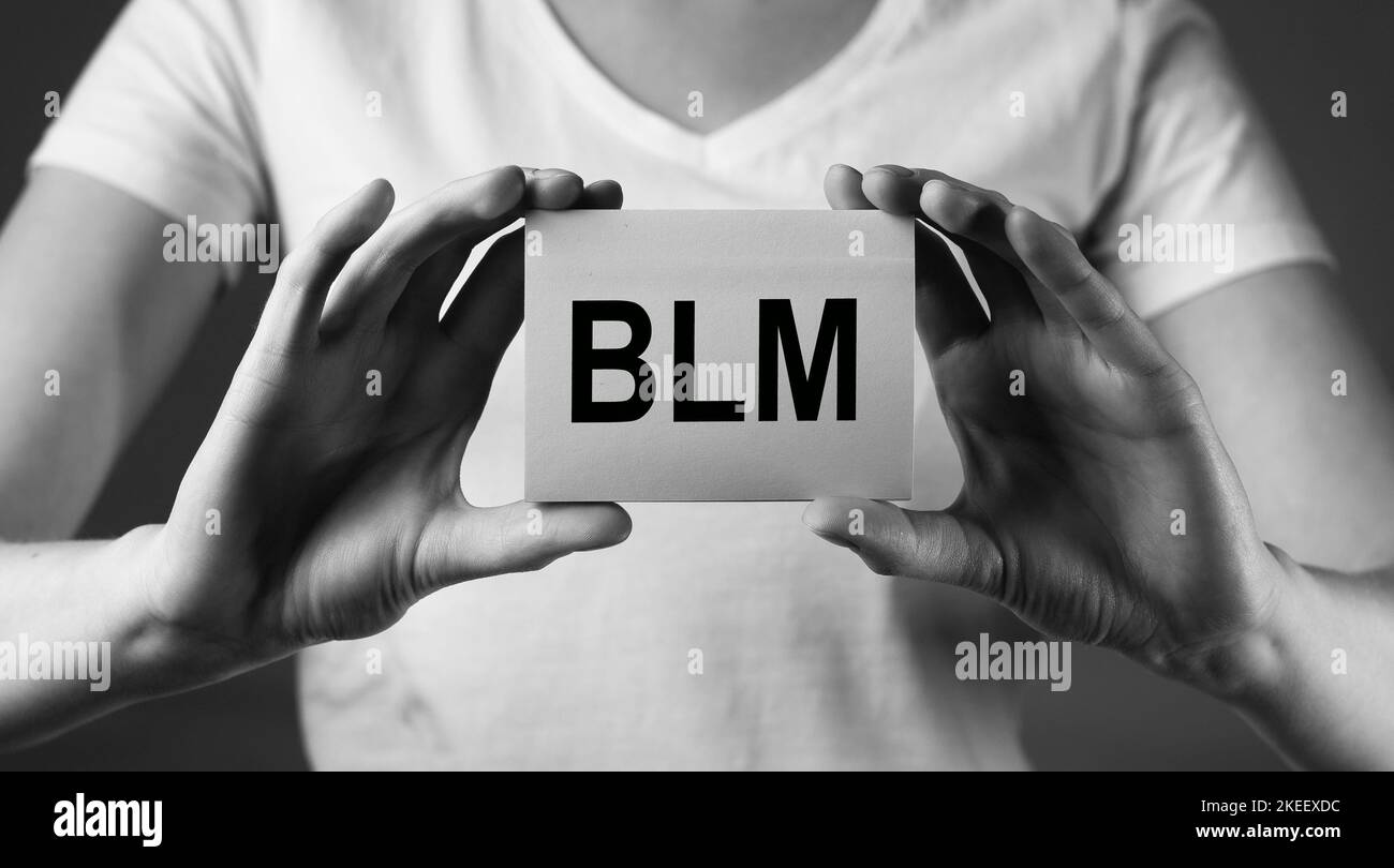BLM acronym for Black Lives Matters movement. Stop racism concept Stock Photo