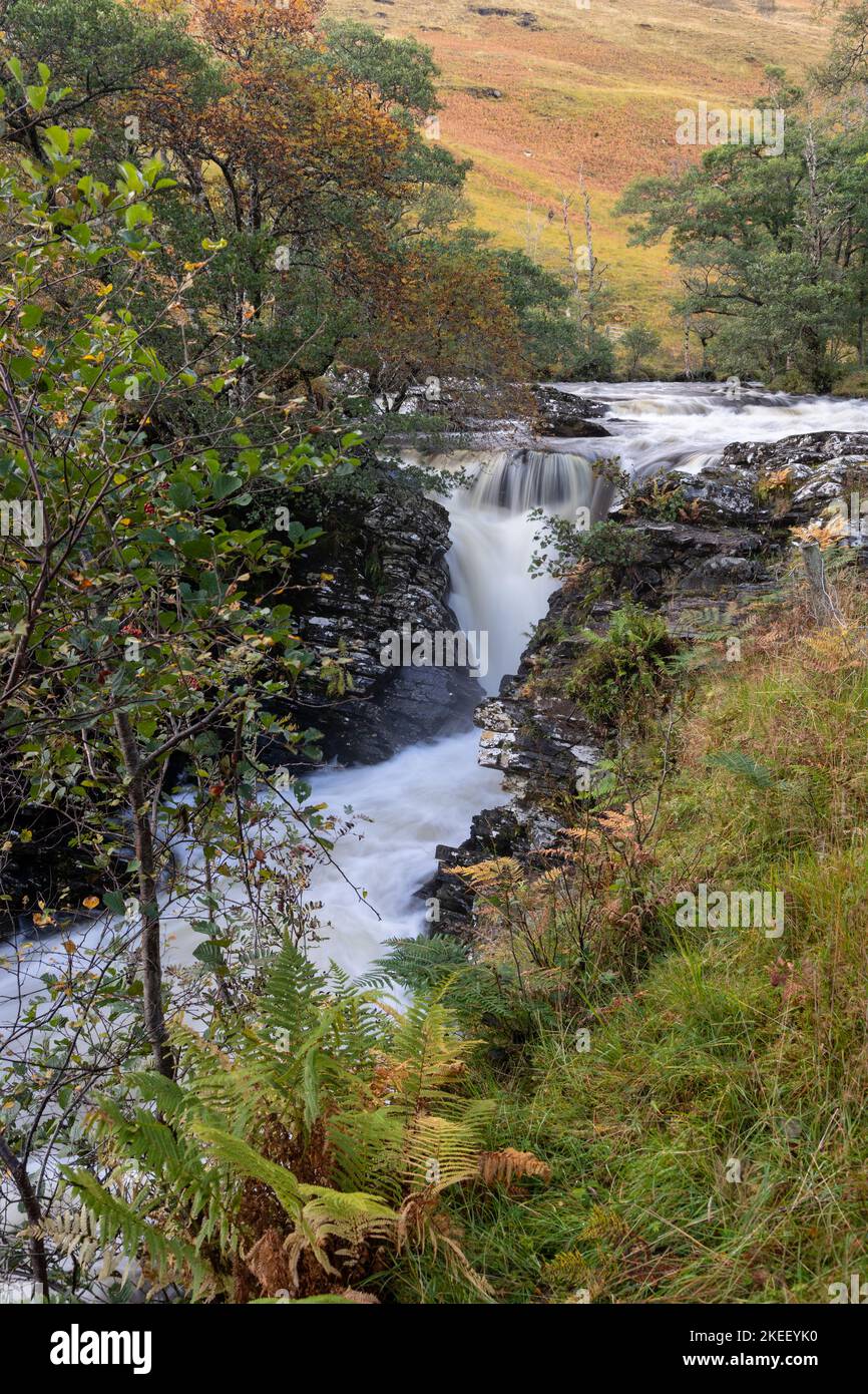Waterfall on the Dundonnell river in the highlands of Scotland Stock Photo