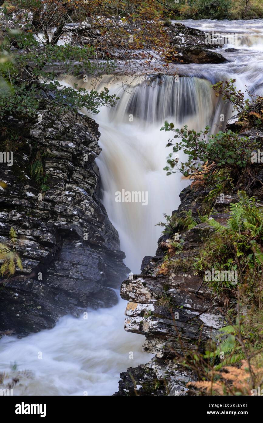 Waterfall on the Dundonnell river in the highlands of Scotland Stock Photo