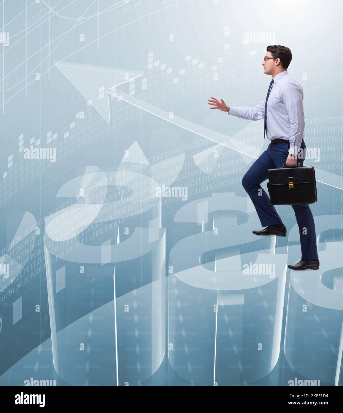 The businessman in american dollar concept Stock Photo - Alamy