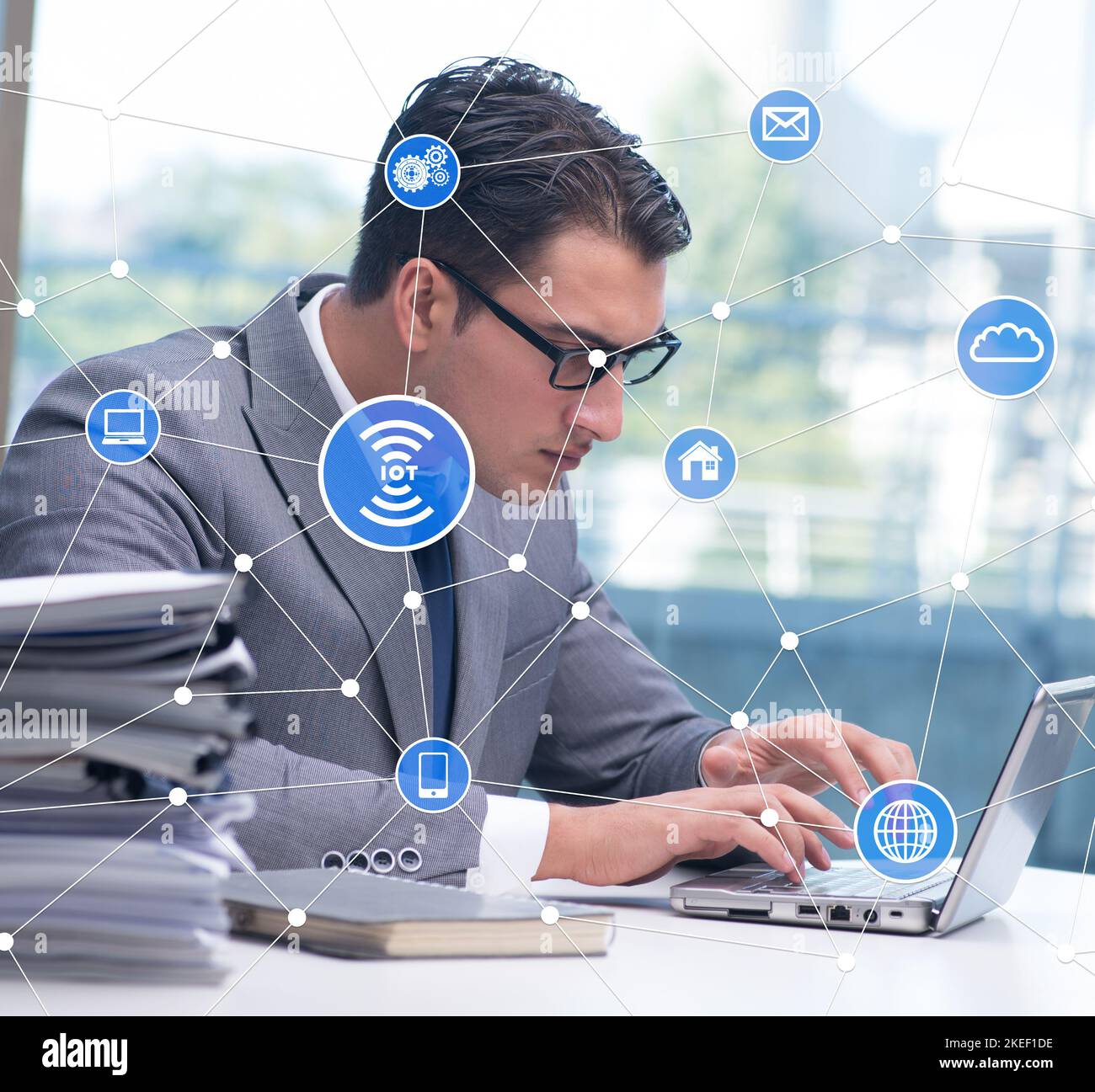 The internet of things concept with businessman Stock Photo - Alamy