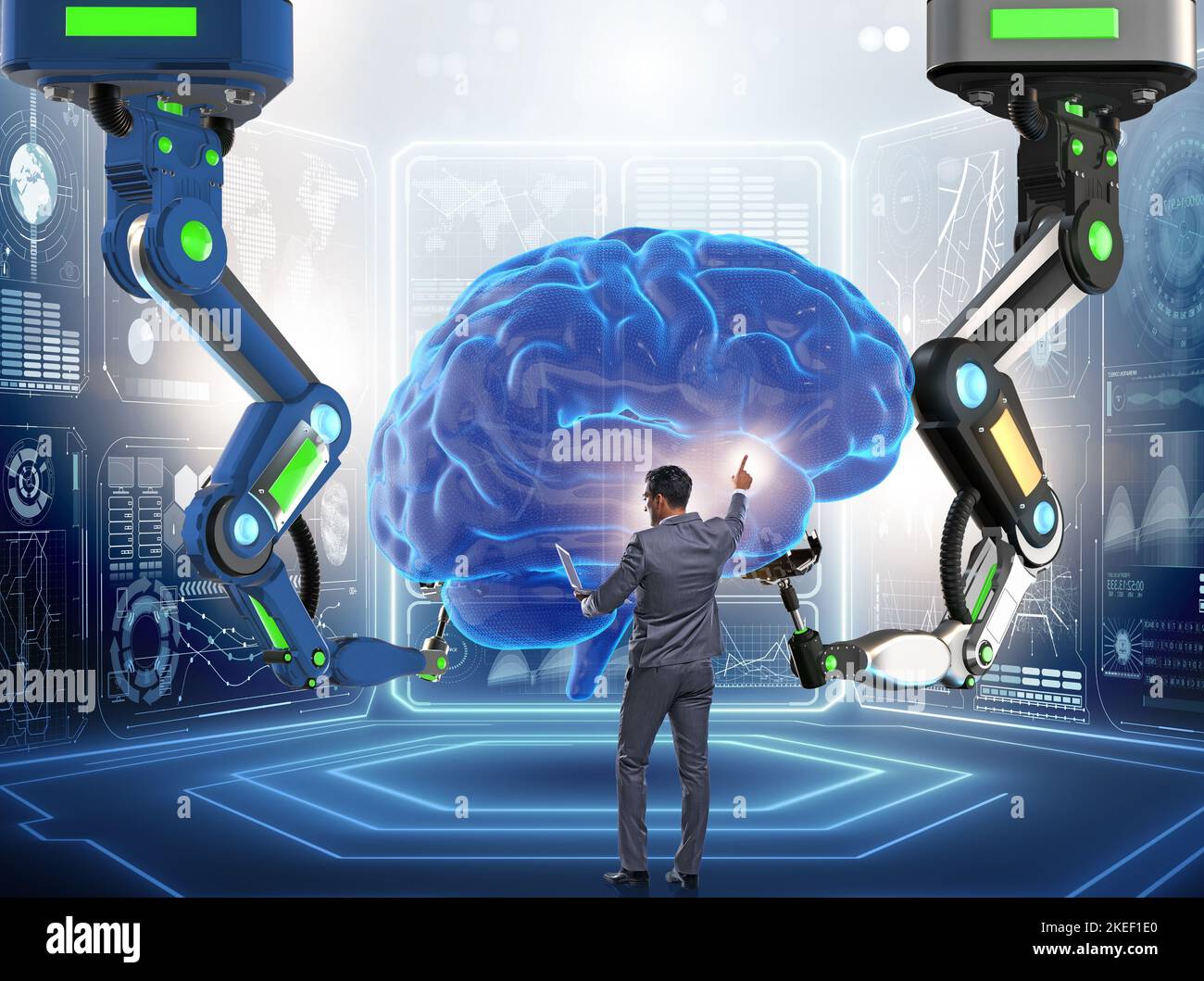 The artificial intelligence concept with businessman Stock Photo - Alamy