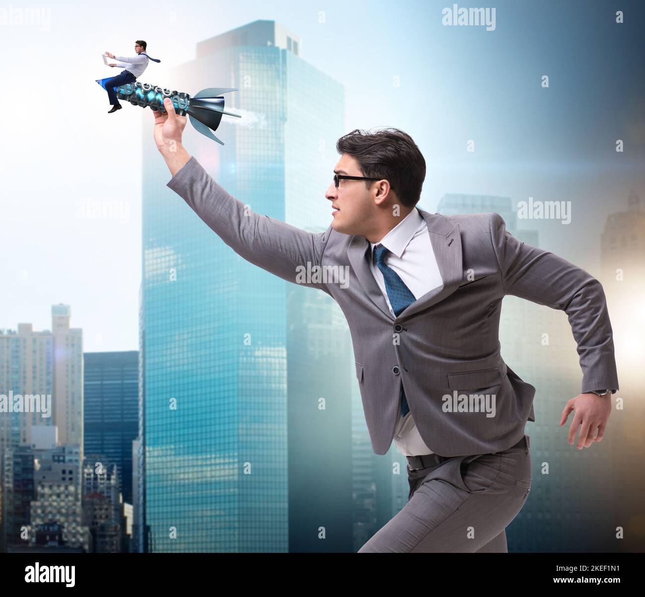The businessman in start up business concept Stock Photo - Alamy