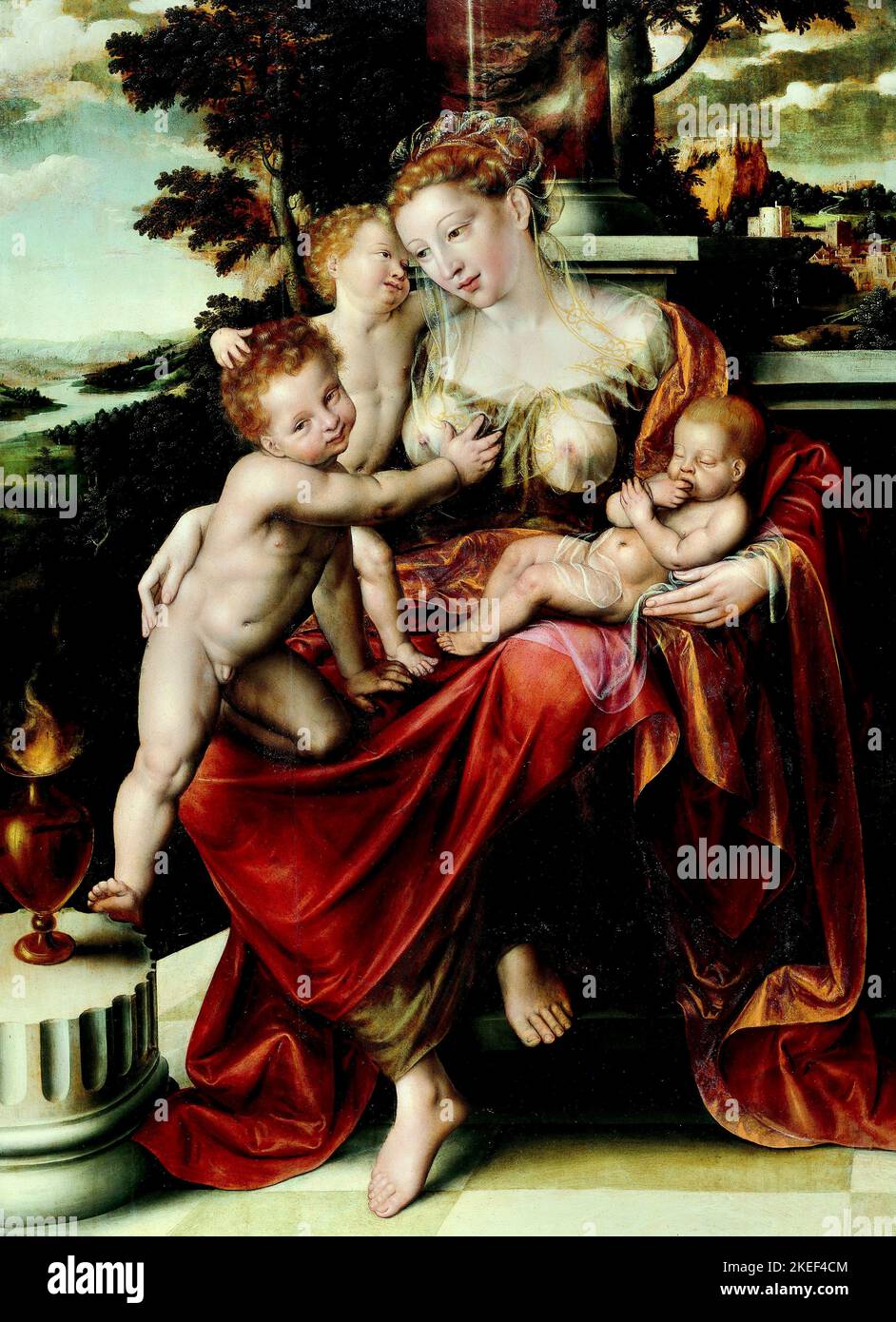 Jan Matsys, Charity, Circa 1549-1550, Museum di Strada Nuova, Genoa, Italy. Stock Photo