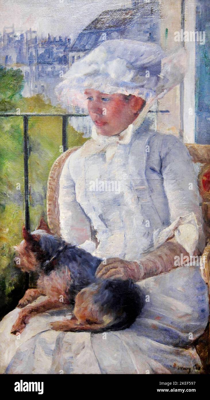 Mary Cassatt, Young Girl at a Window, 1885, Oil on canvas, National Gallery of Art, Washington, D.C., USA Stock Photo