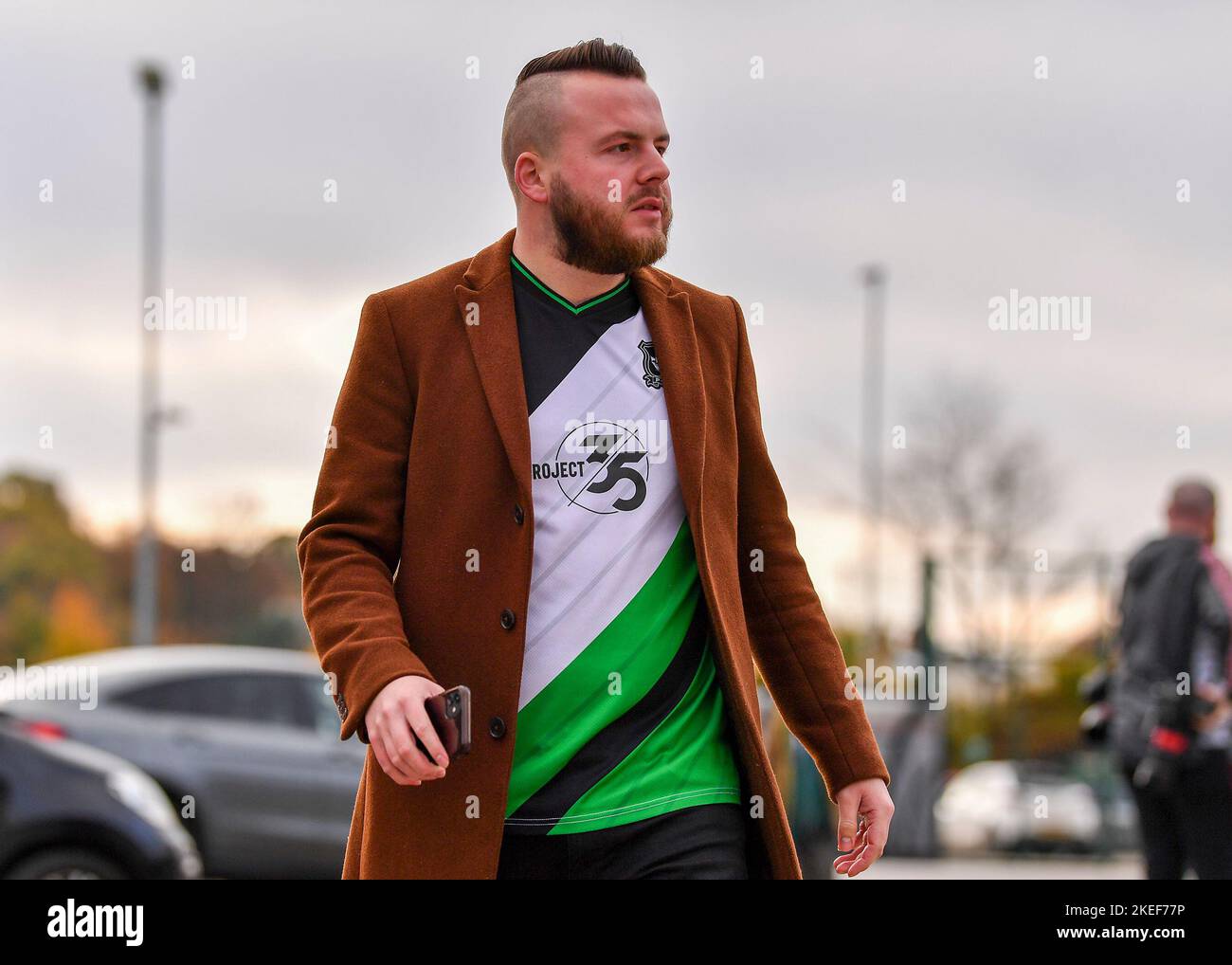 Lincoln, UK. 12th Nov, 2022. Plymouth Argyle Fans arrives during the Sky Bet League 1 match Lincoln City vs Plymouth Argyle at Gelder Group Sincil Bank Stadium, Lincoln, United Kingdom, 12th November 2022 (Photo by Stanley Kasala/News Images) in Lincoln, United Kingdom on 11/12/2022. (Photo by Stanley Kasala/News Images/Sipa USA) Credit: Sipa USA/Alamy Live News Stock Photo