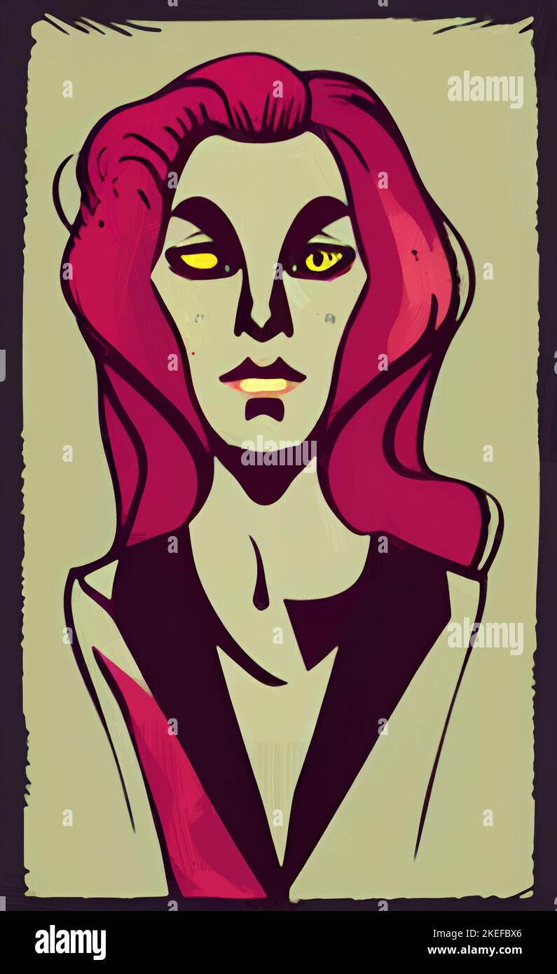 Illustration of zombie or demon face in vintage retro style. Old ...