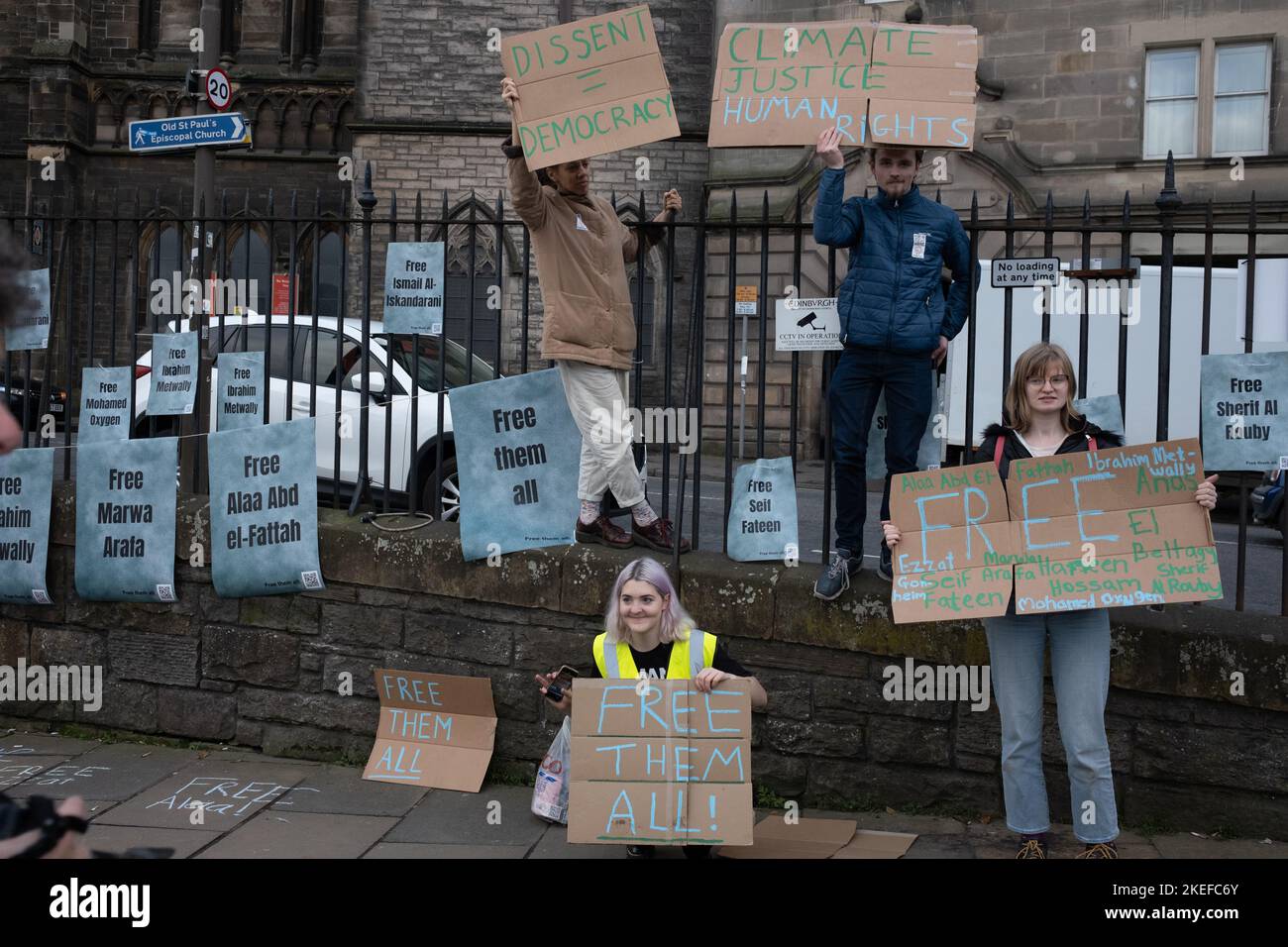 12th November 2022, Edinburgh, UK. Global Day of Action for Climate Justice march through the city, in support of civil society groups banned from protesting at the COP27 climate conference in Egypt, in Edinburgh, Scotland, 12 November, 2022. Photo credit: Jeremy Sutton-Hibbert/ Alamy Live News. Stock Photo