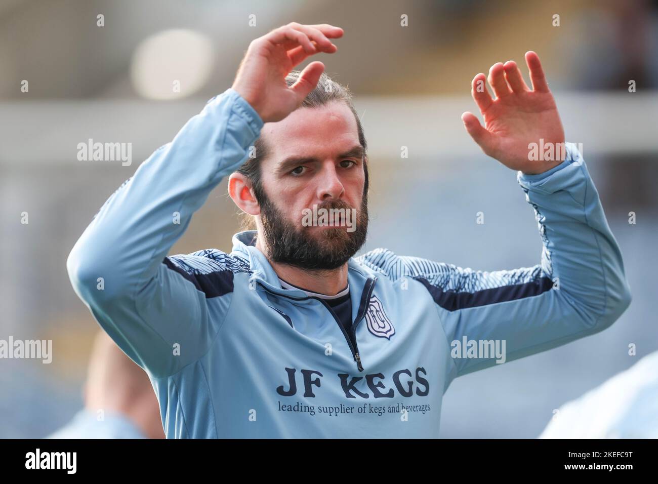 Dundee, Scotland, UK. Dundee, Scotland, UK. 12th Nov 2022. 12th November 2022; Dens Park, Dundee, Scotland: Scottish Championship football, Dundee versus Raith Rovers; Cillian Sheridan of Dundee during the warm up before the match Credit: Action Plus Sports Images/Alamy Live News Credit: Action Plus Sports Images/Alamy Live News Stock Photo