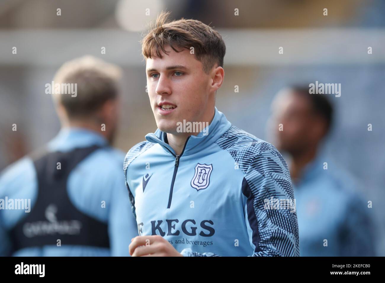 Dundee, Scotland, UK. Dundee, Scotland, UK. 12th Nov 2022. 12th November 2022; Dens Park, Dundee, Scotland: Scottish Championship football, Dundee versus Raith Rovers; Josh Mulligan of Dundee during the warm up before the match Credit: Action Plus Sports Images/Alamy Live News Credit: Action Plus Sports Images/Alamy Live News Stock Photo