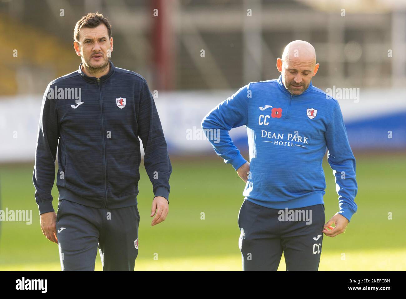 Dundee, Scotland, UK. Dundee, Scotland, UK. 12th Nov 2022. 12th November 2022; Dens Park, Dundee, Scotland: Scottish Championship football, Dundee versus Raith Rovers; Raith Rovers manager Ian Murray and coach Colin Cameron inspect the pitch before the match Credit: Action Plus Sports Images/Alamy Live News Credit: Action Plus Sports Images/Alamy Live News Stock Photo
