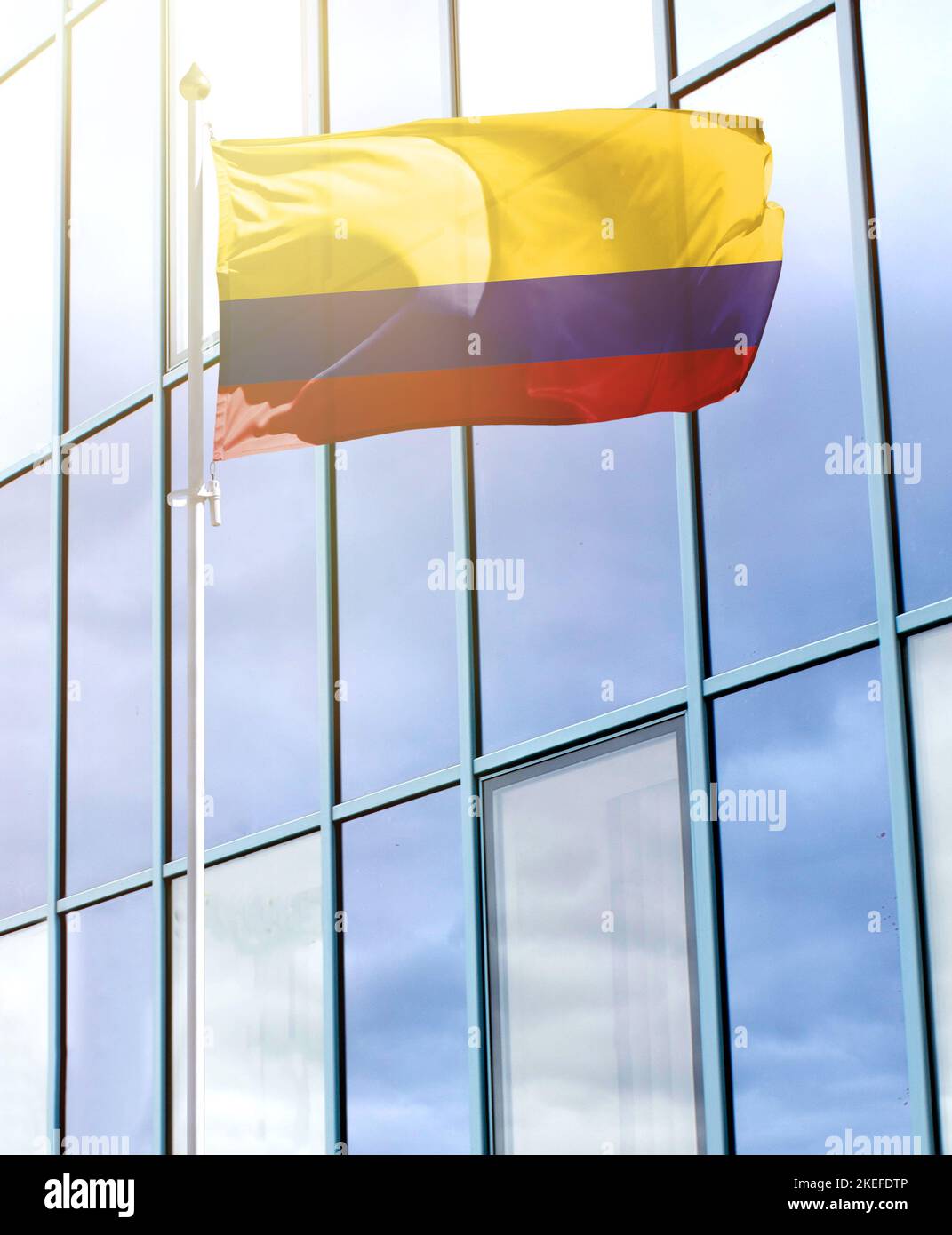 Flag of Colombia on a flagpole Stock Photo