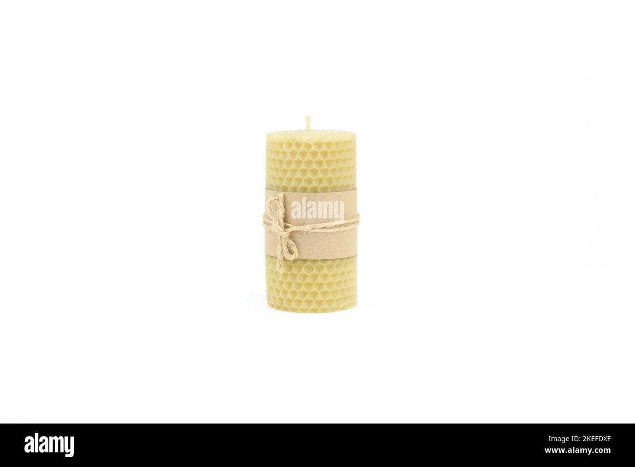 Beeswax candle made by hand. Beeswax candle with craft blank label and