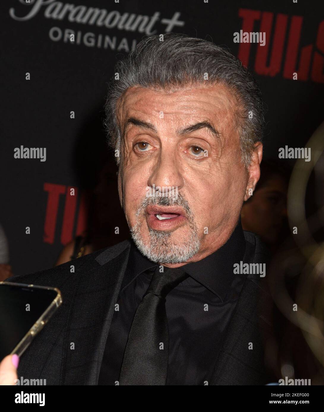 Sylvester Stallone at the Tulsa King premiere at the Regal Cinema on ...