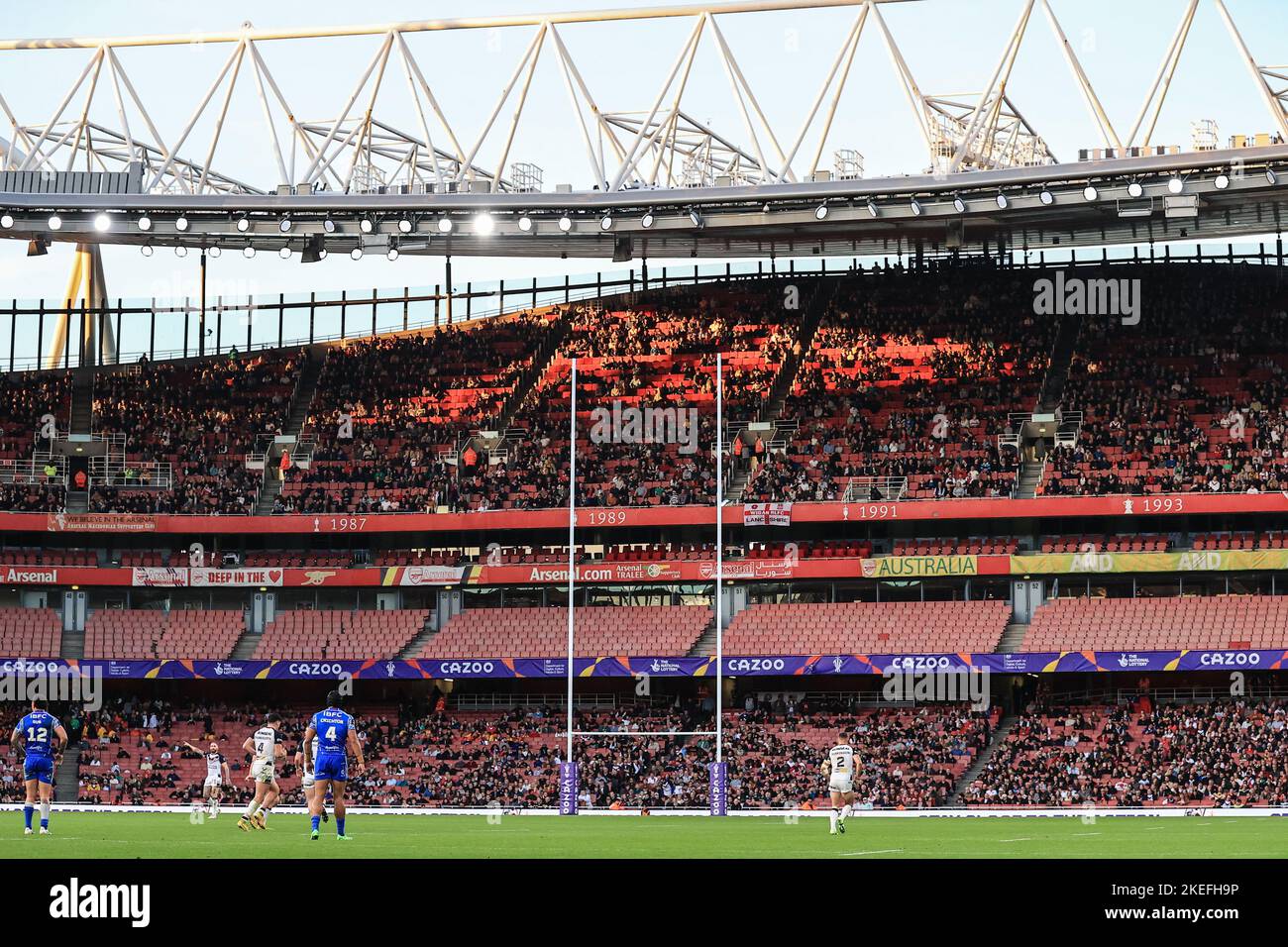 Empty seats as the Emirates Stadium during the Rugby League World Cup