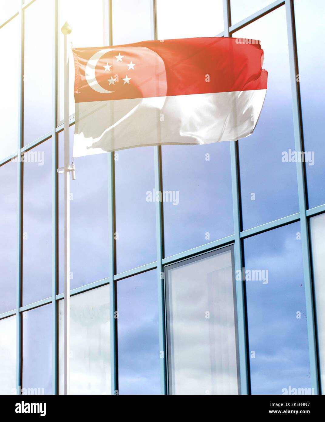 Flag of Singapore on a flagpole Stock Photo Alamy