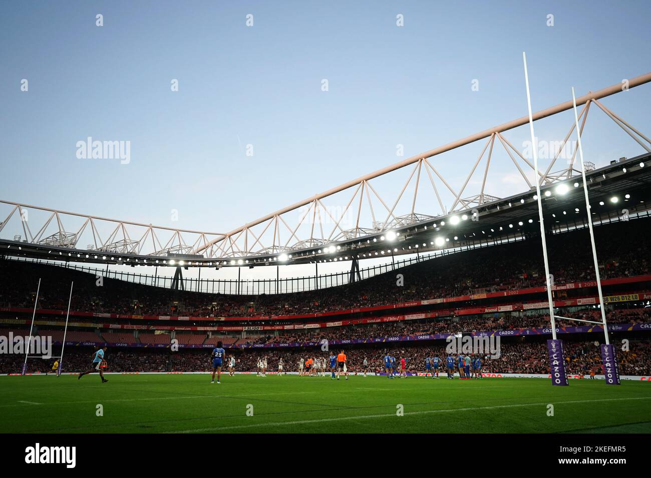 A general view of the action during the Rugby League World Cup semi-final match at the Emirates Stadium, London. Picture date: Saturday November 12, 2022. Stock Photo