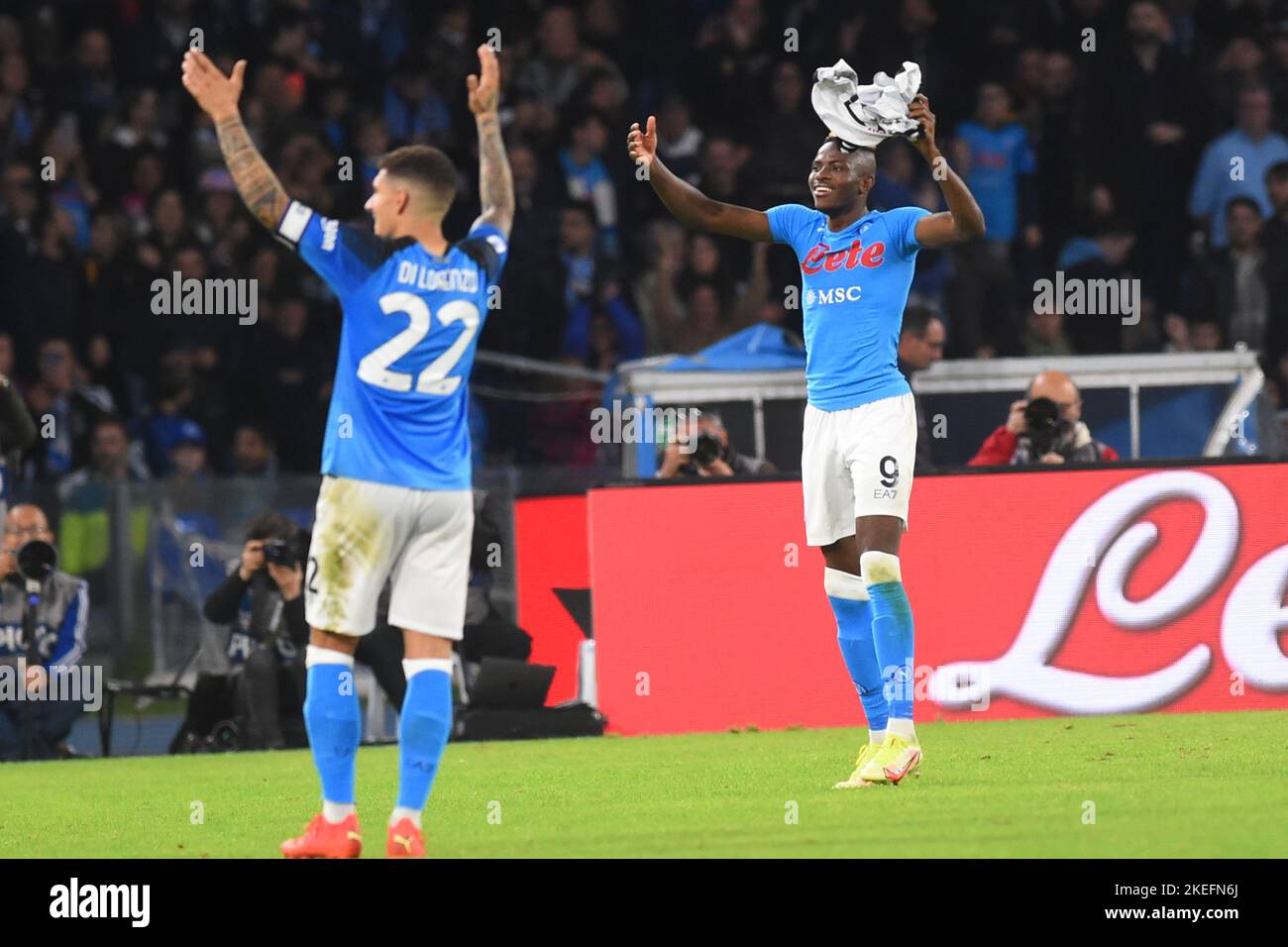 Andrea Masiello of Genoa CFC and Victor Osimhen of SSC Napoli