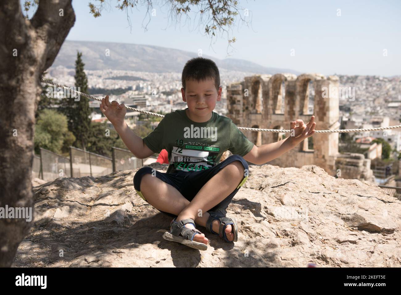 Ancient Greek Ruins In Athens, Greece, Europe. Odeon Of Herodes Atticus ...