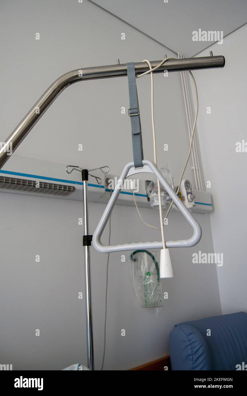 Hospital room used for health care and resting time. Care and health facilities. Hospital equipments. Hospital bed. Stock Photo