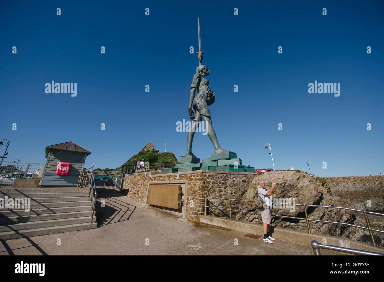 Damien Hirst's sculpture statue Verity, pictured in the harbour in