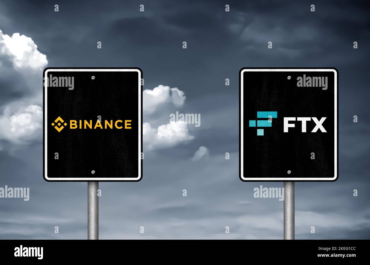 Binance and FTX cryptocurrency exchanges Stock Photo