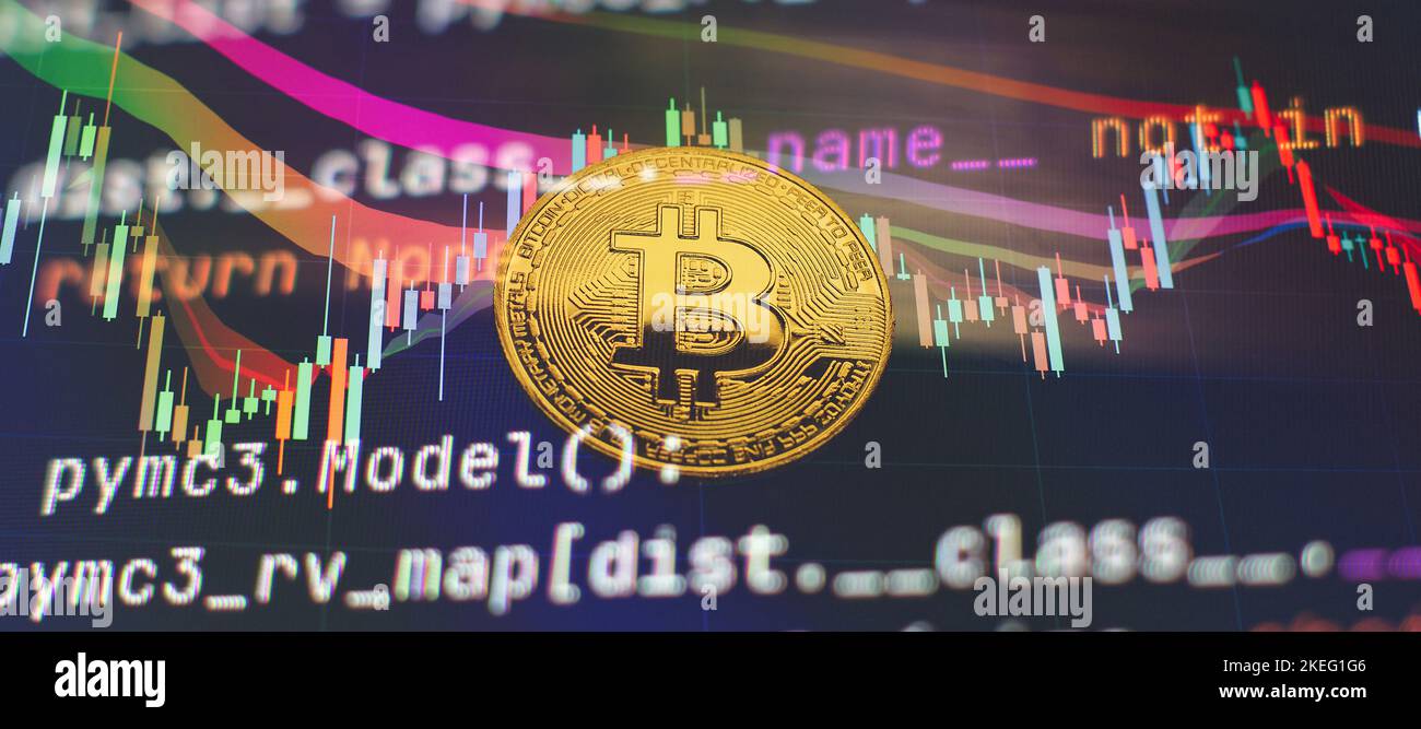 Bitcoins and New Virtual money concept , trading graph and candlestick