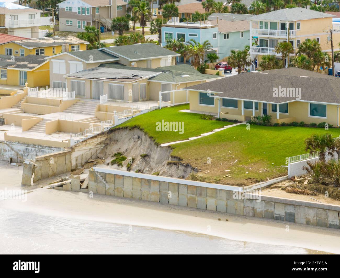 Beach Homes Collapse Aftermath Hurricane Nicole Daytona Florida Stock