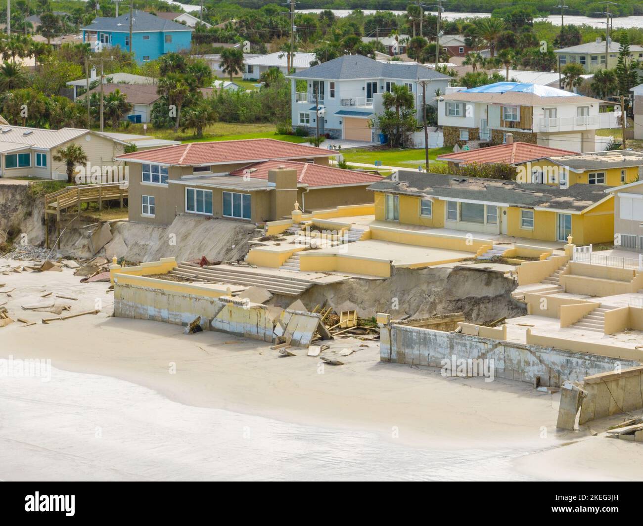 Beach Homes Collapse Aftermath Hurricane Nicole Daytona Florida Stock ...