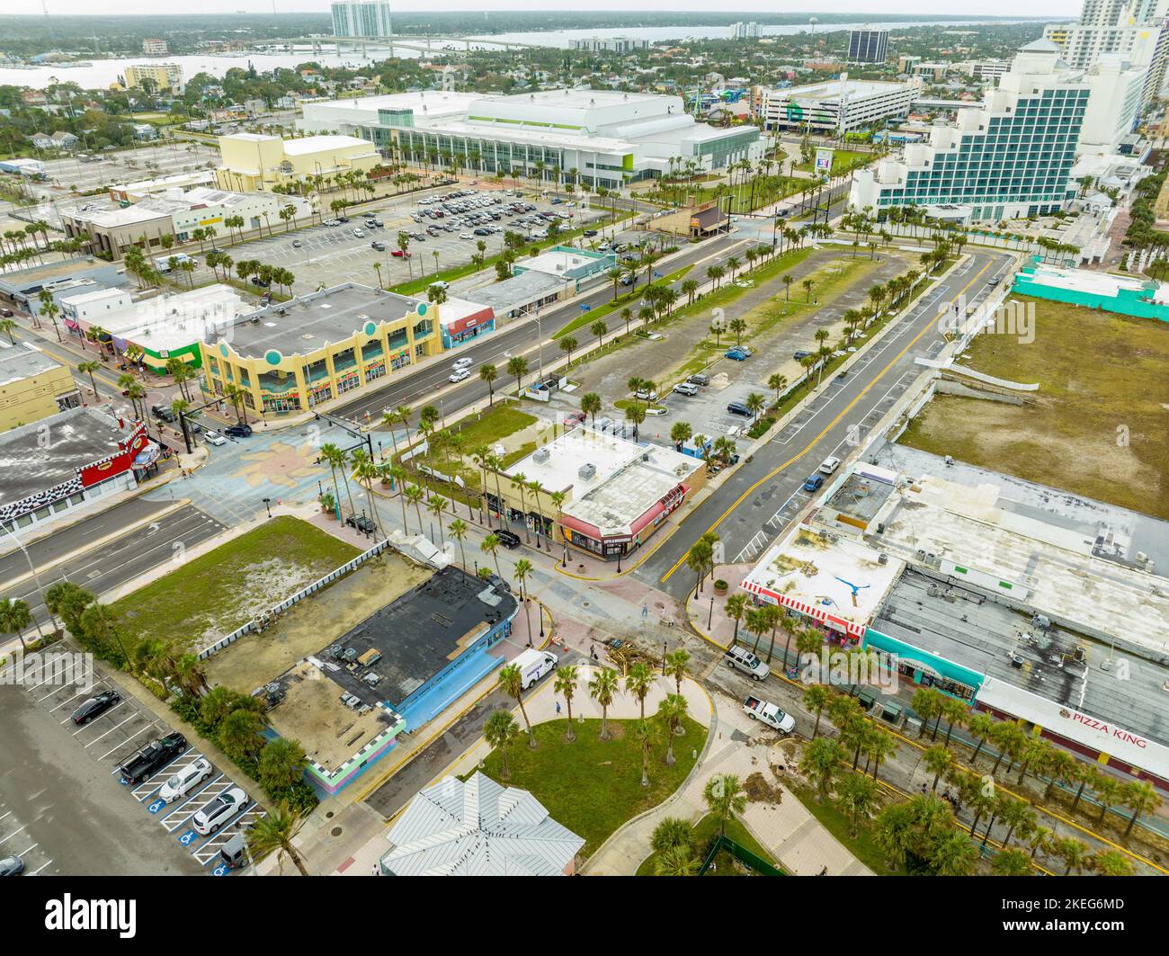 Aerial drone image of Daytona Beach reopening after Hurricane Nicole Stock Photo
