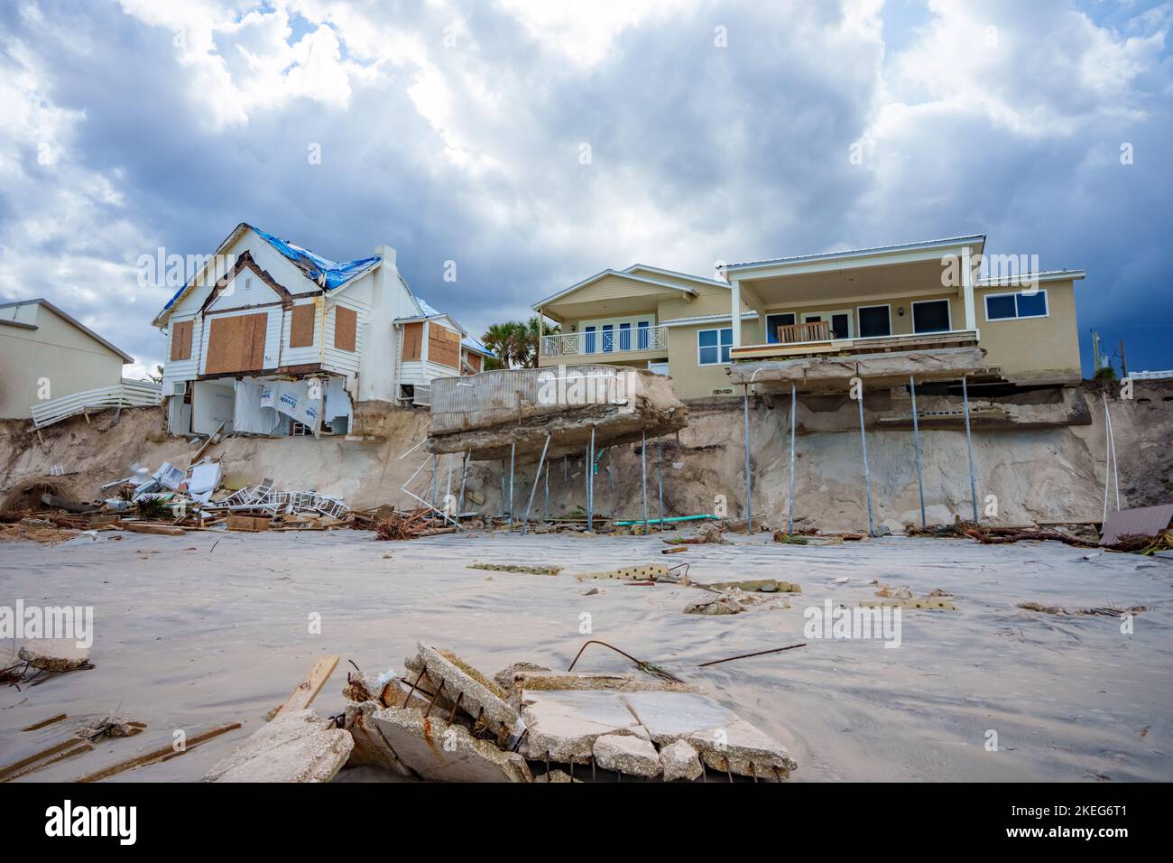Photo of homes destroyed by Hurricane Nicole huge waves and storm surge