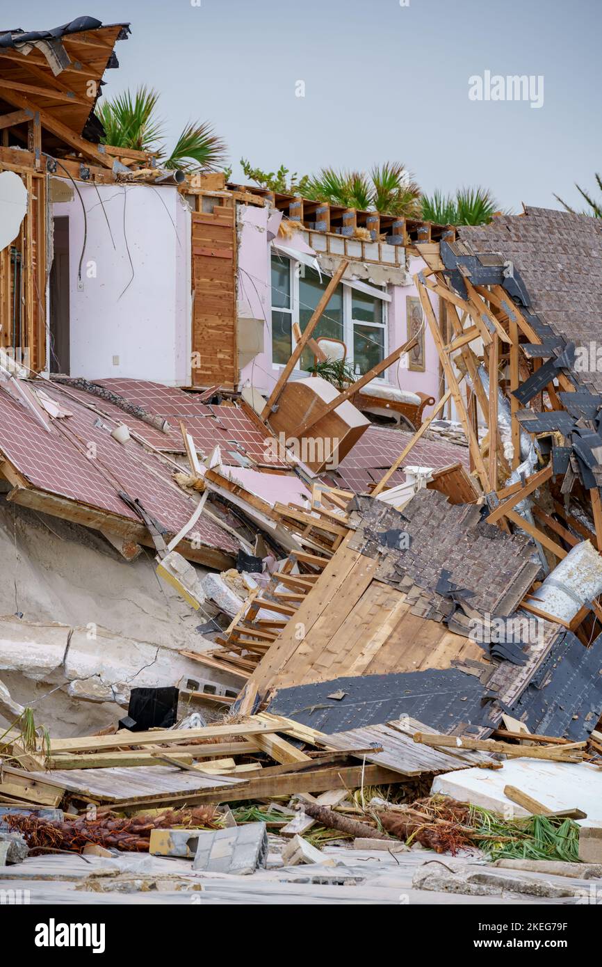 Beachfront homes completely destroyed by Hurricane Nicole Daytona Beach