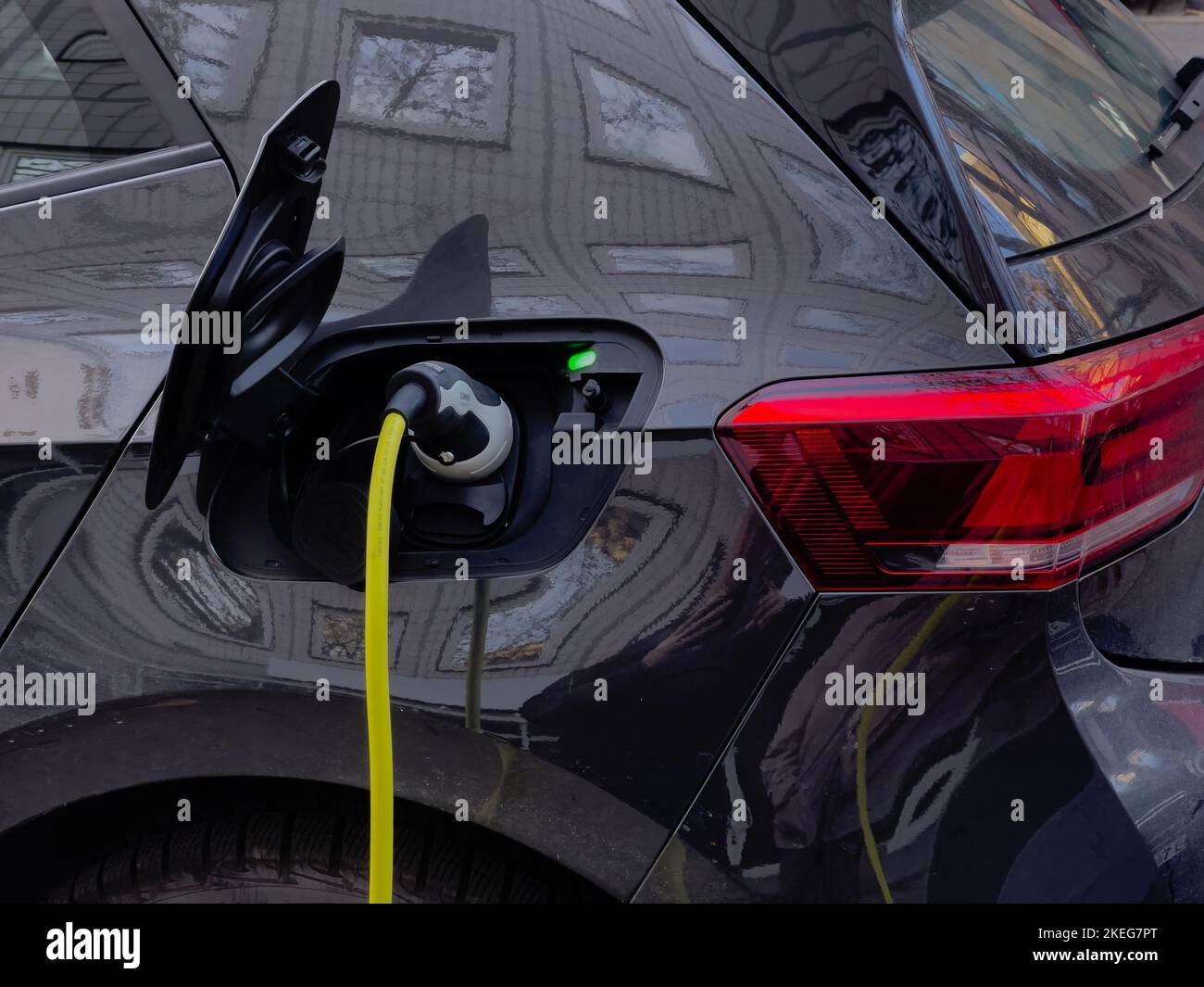 electrical car charging cable batteries renewable green Stock Photo Alamy