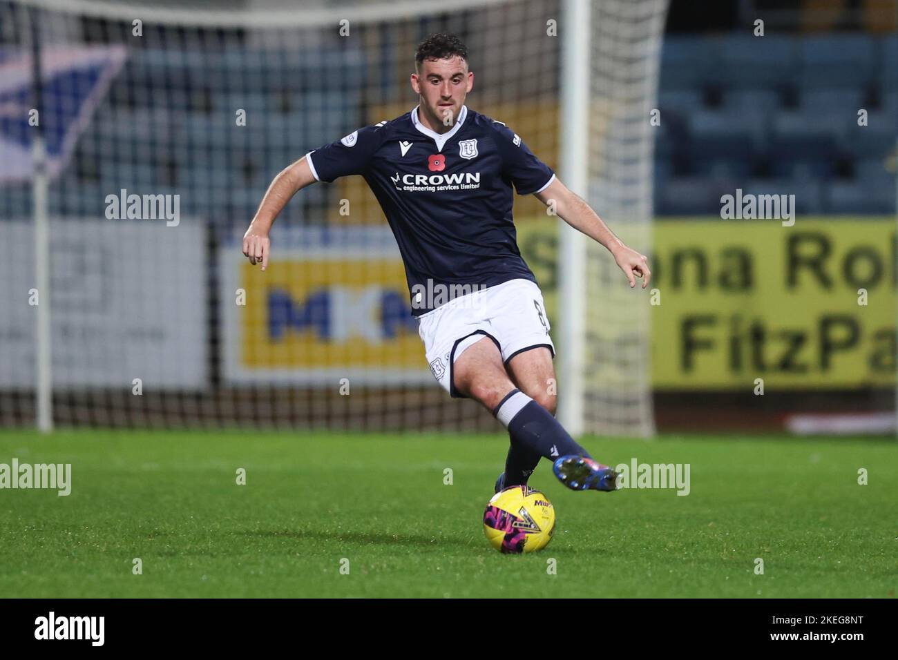 Dundee, Scotland, UK. 12th November 2022;  Dens Park, Dundee, Scotland: Scottish Championship football, Dundee versus Raith Rovers; Shaun Byrne of Dundee made his comeback after three months out of the team Credit: Action Plus Sports Images/Alamy Live News Stock Photo