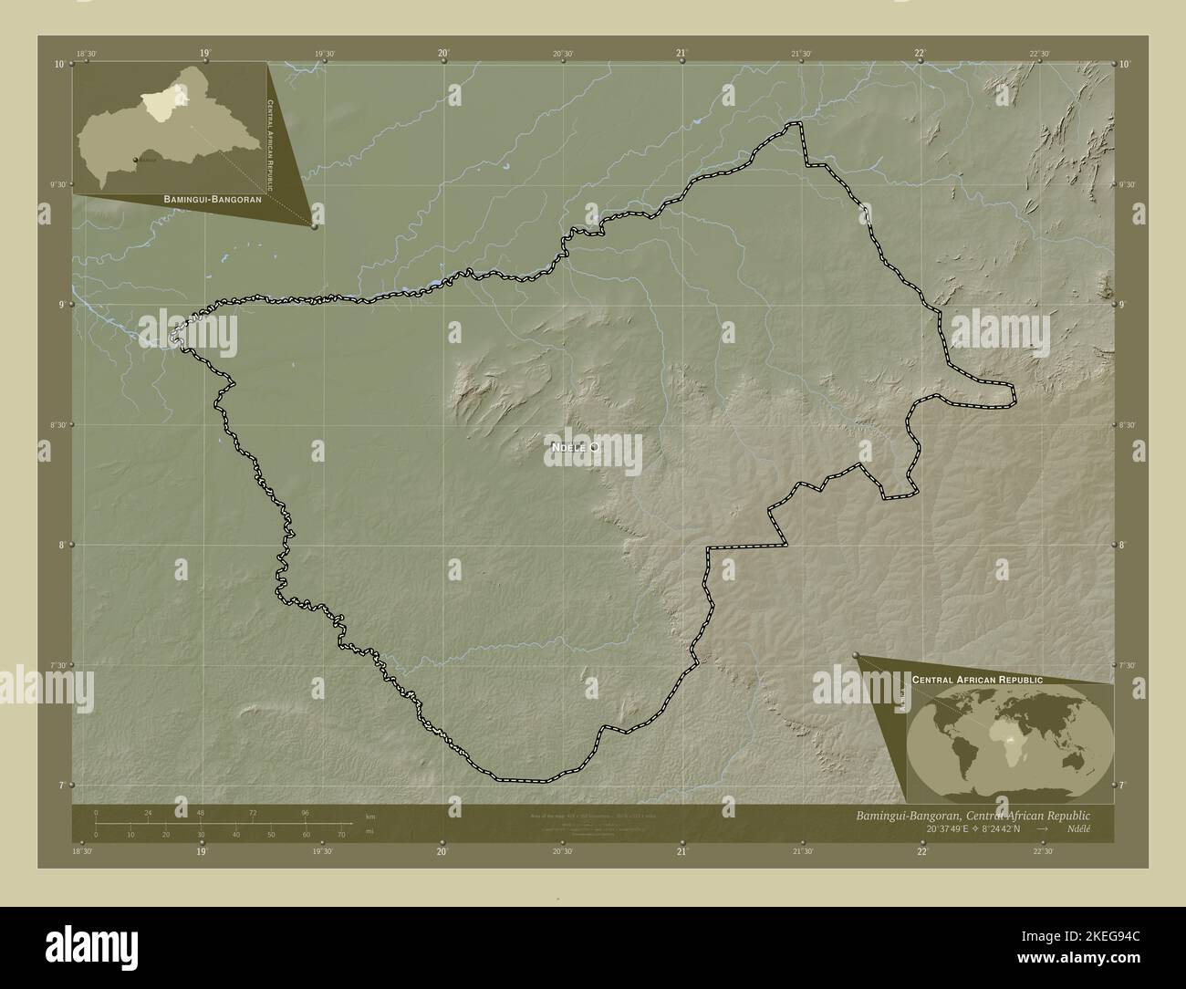 BaminguiBangoran, prefecture of Central African Republic. Elevation