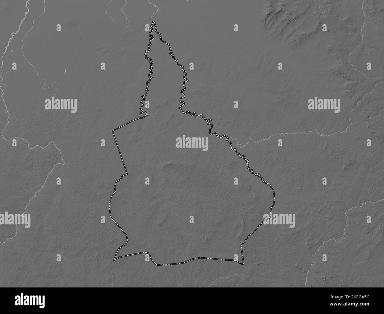 Nana-Grebizi, economic prefecture of Central African Republic. Grayscale elevation map with lakes and rivers Stock Photo
