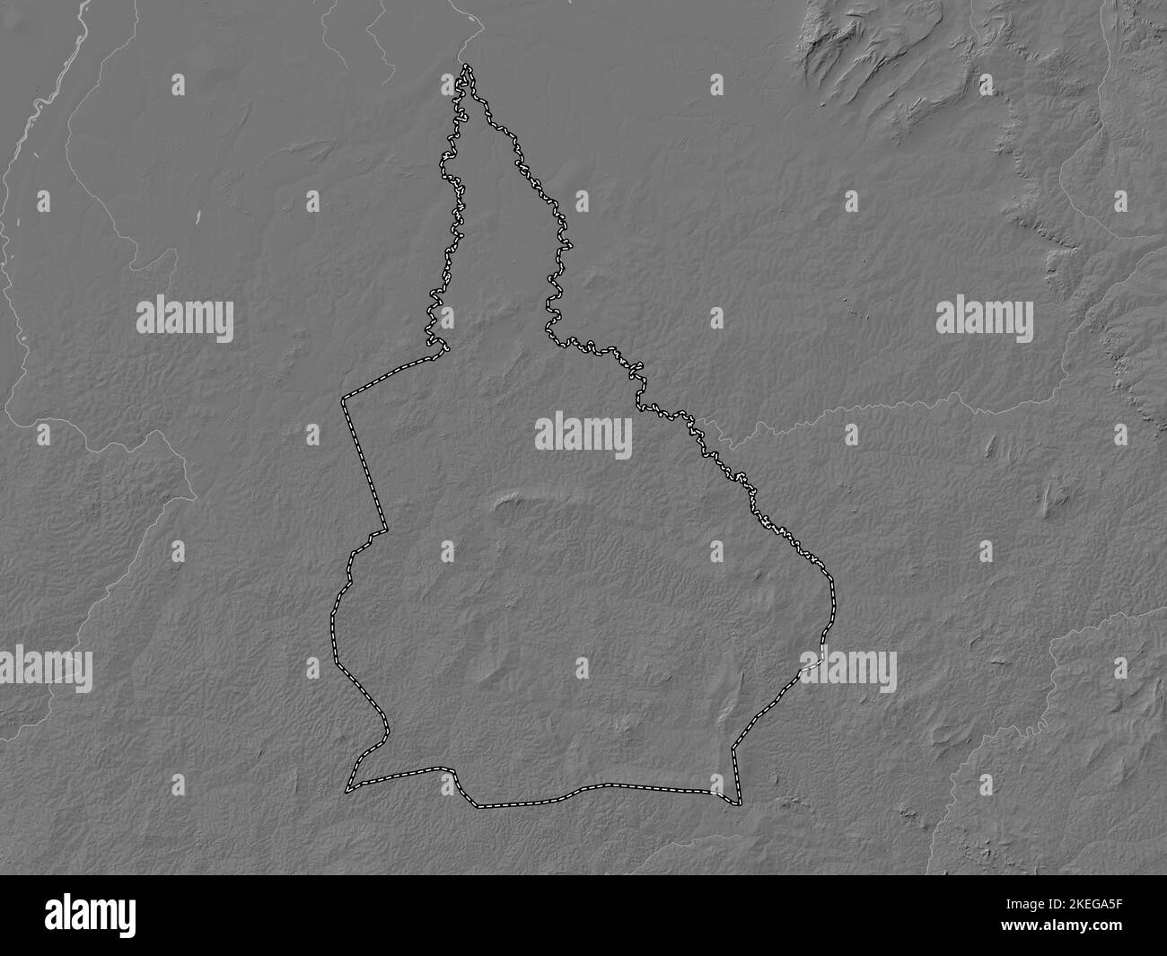 Nana-Grebizi, economic prefecture of Central African Republic. Bilevel elevation map with lakes and rivers Stock Photo