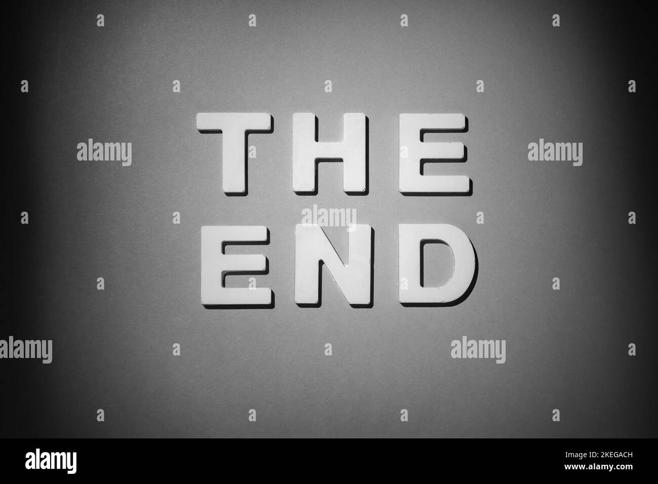 The End - Old movie final title. Black and white photograph Stock Photo