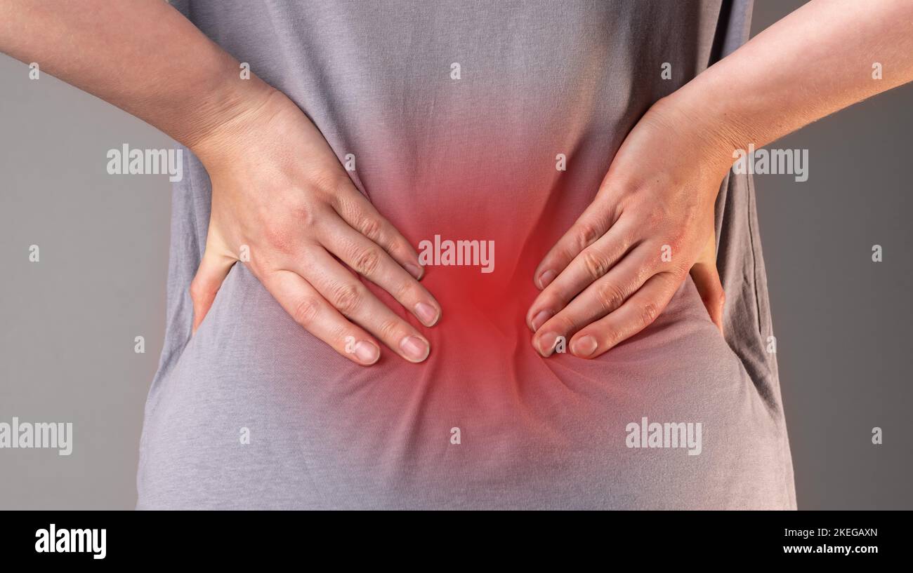 Loin, back ache, pain. Backache chronic disease. Person with illness ...